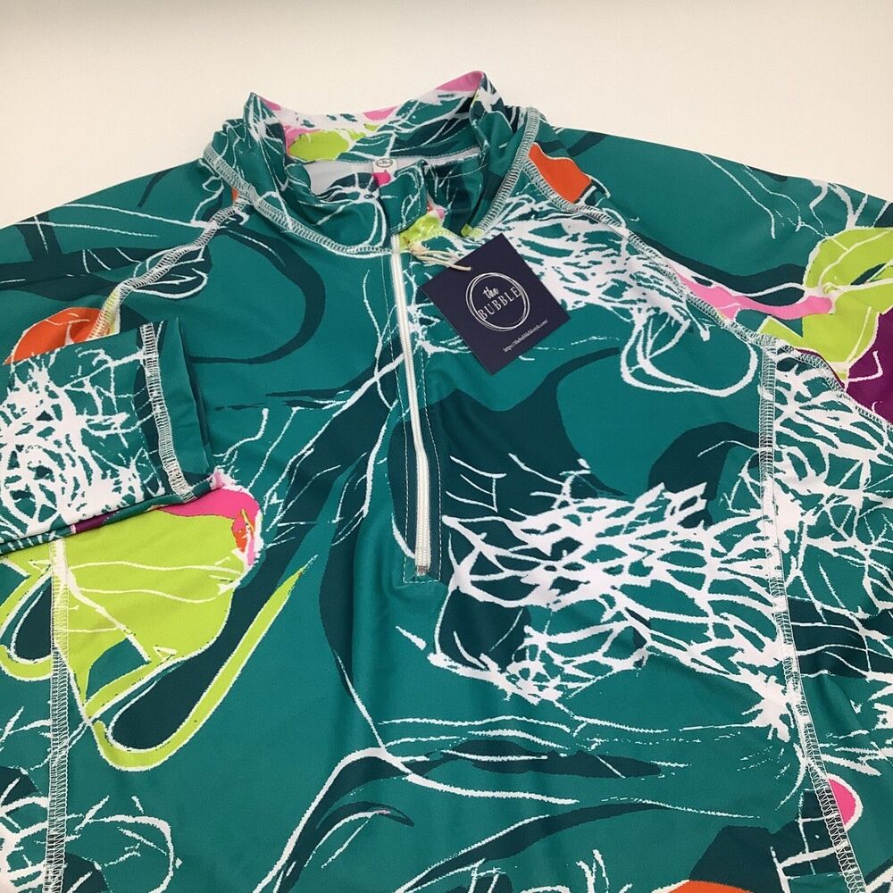 The Bubble Womens Hamilton Long Sleeve 1/2 Zip‎ Top Floral Size Medium NWT